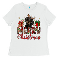 White merry christmas dachshund Ladies Tee - JahusDesignShop