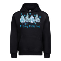 Black merry christmas blue trees Urban Hoodie - FaDigitalArtStudio