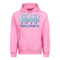 Fuchsia Pink merry christmas blue trees Urban Hoodie - FaDigitalArtStudio