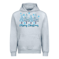 Heather Grey merry christmas blue trees Urban Hoodie - FaDigitalArtStudio