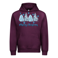 Mauve Wine merry christmas blue trees Urban Hoodie - FaDigitalArtStudio