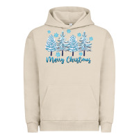 Pigment French Oak merry christmas blue trees Urban Hoodie - FaDigitalArtStudio