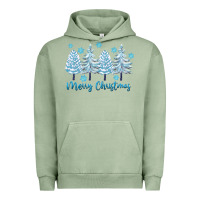 Pigment Oil Green merry christmas blue trees Urban Hoodie - FaDigitalArtStudio