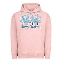 Pigment Salmon merry christmas blue trees Urban Hoodie - FaDigitalArtStudio