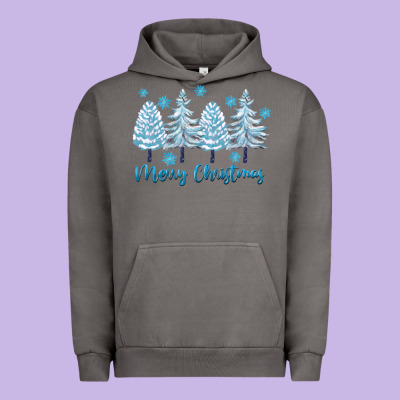 Merry Christmas Blue Trees Urban Hoodie Designed By Fadigitalartstudio