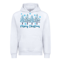 White merry christmas blue trees Urban Hoodie - FaDigitalArtStudio