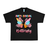 Black anti social butterfly Urban Heavy Tee - MaliasSmallBusiness