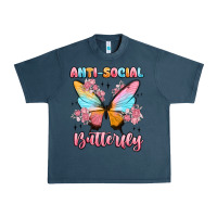 Midnight Navy anti social butterfly Urban Heavy Tee - MaliasSmallBusiness