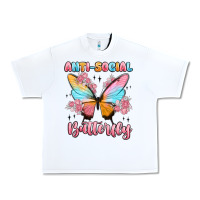 White anti social butterfly Urban Heavy Tee - MaliasSmallBusiness