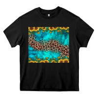 Black leopard turquoise sunflower Heavy Core Tee - JahusDesignShop