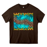 Chocolate Brown leopard turquoise sunflower Heavy Core Tee - JahusDesignShop