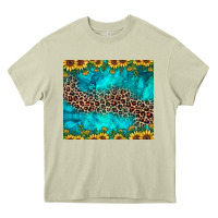 Mossy leopard turquoise sunflower Heavy Core Tee - JahusDesignShop