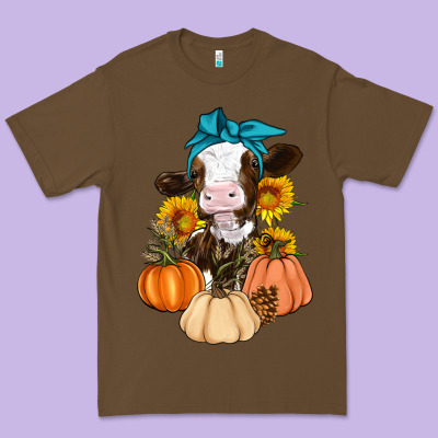 Cow Fall Pumpkin Premium Tee Designed By Artiststas