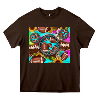 Chocolate Brown football tie dye gemstone sunflower Heavy Core Tee - JahusDesignShop