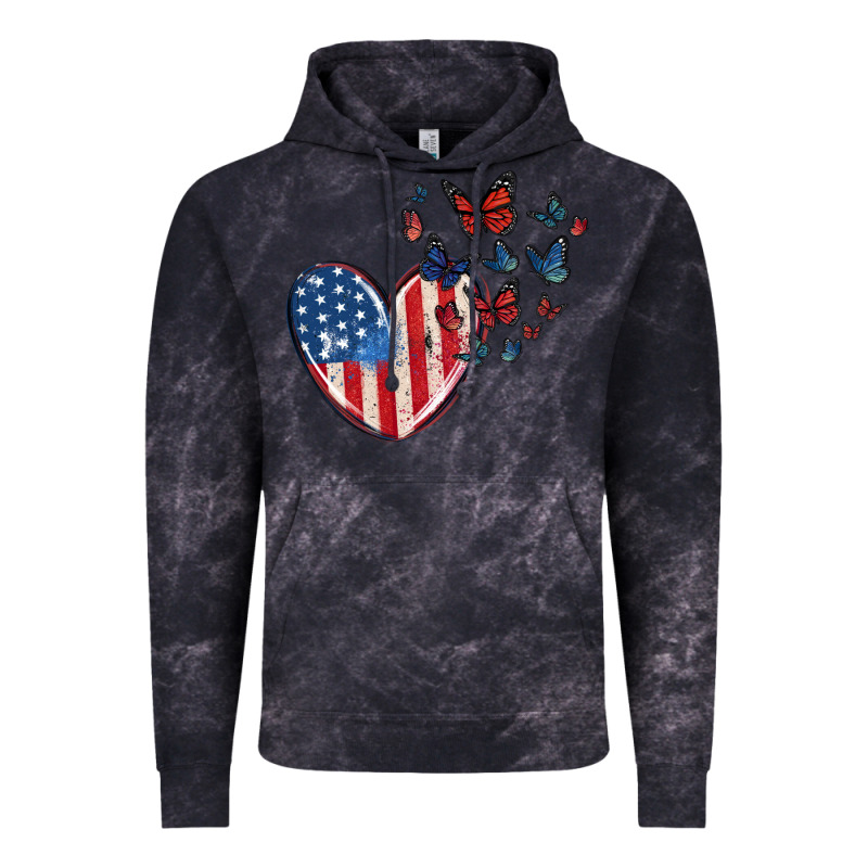 4th Of July American Flag Heart Butterfly Vintage Hoodie by MaliasSmallBusiness | Teevron
