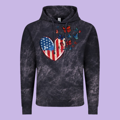 4th Of July American Flag Heart Butterfly Vintage Hoodie Designed By Maliassmallbusiness