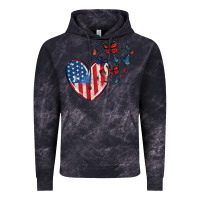 Cloud Black 4th of july american flag heart butterfly Vintage Hoodie - MaliasSmallBusiness