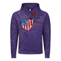 Cloud Purple 4th of july american flag heart butterfly Vintage Hoodie - MaliasSmallBusiness
