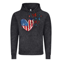 Vintage Black 4th of july american flag heart butterfly Vintage Hoodie - MaliasSmallBusiness