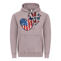 Vintage Zinc 4th of july american flag heart butterfly Vintage Hoodie - MaliasSmallBusiness