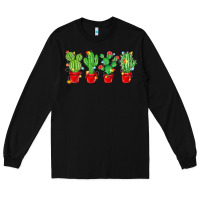 Black Christmas Cactuses Long Sleeve Tee - MaliasSmallBusiness