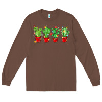 Chestnut Christmas Cactuses Long Sleeve Tee - MaliasSmallBusiness