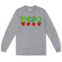 Heather Grey Christmas Cactuses Long Sleeve Tee - MaliasSmallBusiness