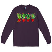 Plum Christmas Cactuses Long Sleeve Tee - MaliasSmallBusiness