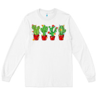 White Christmas Cactuses Long Sleeve Tee - MaliasSmallBusiness