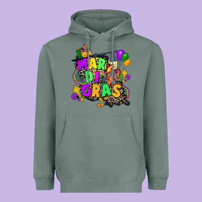 Louisiana Map Mardi Gras Heavyweight Hoodie Designed By Cowgirlartshop