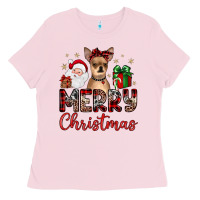 Bubblegum Pink merry christmas chihuahua Ladies Tee - JahusDesignShop