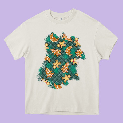 Christmas Gingerbread Cookies Patch Heavy Core Tee Designed By Bundleandbundleshop