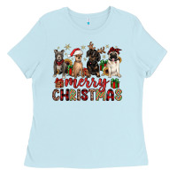 Baby Blue merry christmas chihuahua pitbull pug dachshund Ladies Tee - JahusDesignShop