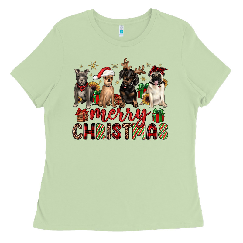 Merry Christmas Chihuahua Pitbull Pug Dachshund Ladies Tee by JahusDesignShop | Teevron