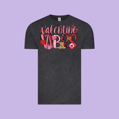 Valentine Vibes Vintage Tee Designed By Maliassmallbusiness