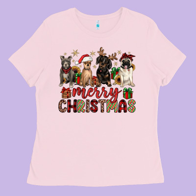 Merry Christmas Chihuahua Pitbull Pug Dachshund Ladies Tee Designed By Jahusdesignshop