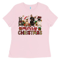 Bubblegum Pink merry christmas chihuahua pitbull pug dachshund Ladies Tee - JahusDesignShop