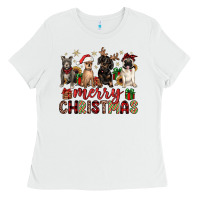 White merry christmas chihuahua pitbull pug dachshund Ladies Tee - JahusDesignShop