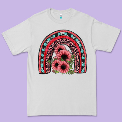 Valentines Sunflower Rainbow Premium Tee Designed By Jahusdesignshop
