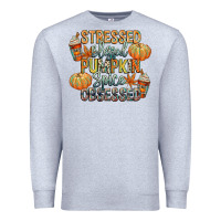 Heather Grey stressed blessed pumpkin spice obsessed Premium Sweatshirt - CowGirlArtShop
