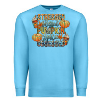 Ocean Blue stressed blessed pumpkin spice obsessed Premium Sweatshirt - CowGirlArtShop