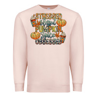 Pale Pink stressed blessed pumpkin spice obsessed Premium Sweatshirt - CowGirlArtShop
