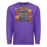 Purple stressed blessed pumpkin spice obsessed Premium Sweatshirt - CowGirlArtShop