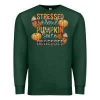 Sports Green stressed blessed pumpkin spice obsessed Premium Sweatshirt - CowGirlArtShop