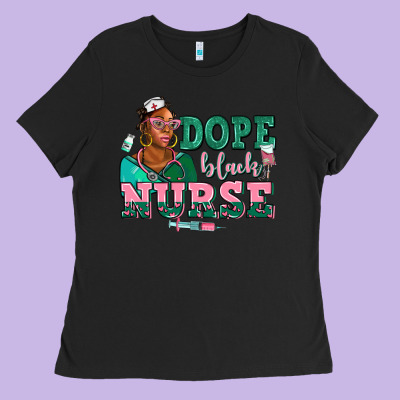 Afro  Nurse Dope Black Ladies Tee Designed By Adodesignshop