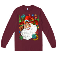 Burgundy Cowboy Santa Long Sleeve Tee - NancyCooperArtShop