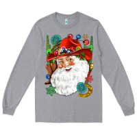 Heather Grey Cowboy Santa Long Sleeve Tee - NancyCooperArtShop