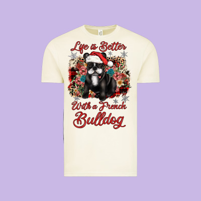 Christmas Life Is Better With A French Bulldog Vintage Tee Designed By Jahusdesignshop