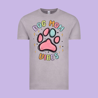 Dog Mom Vibes Vintage Tee Designed By Maliassmallbusiness
