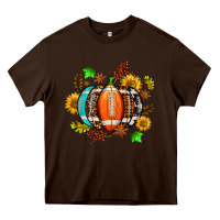 Chocolate Brown fall football sunflower and fall Heavy Core Tee - AdoDesignShop